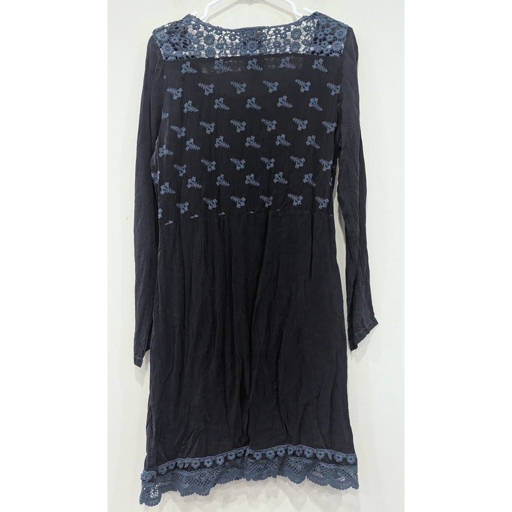 Johnny Was Indigo Blue Embroidered Cupra Rayon Dress Size Small - Picture 4 of 6